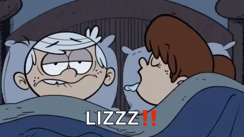 Cartoon Man and Woman Lying in Bed Lizzz