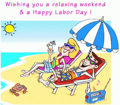 Cartoon Man and Woman Relaxing on Beach