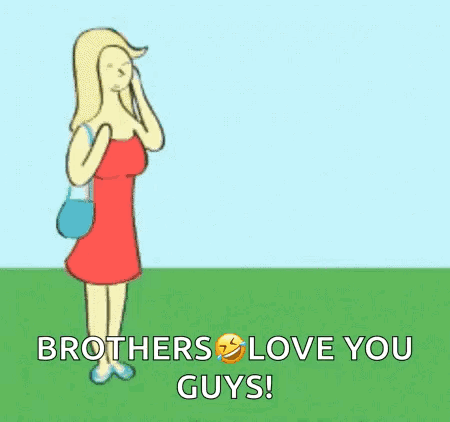 Cartoon Man And Woman Saying Brothers Love You Guys GIF