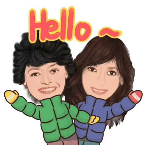 Cartoon Man and Woman Saying Hello