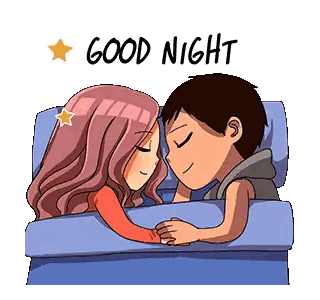 Cartoon Man and Woman Sleeping Good Night