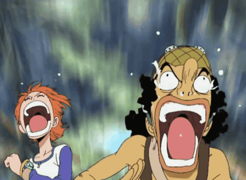 Cartoon Man and Woman With Mouths Open