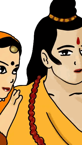 Cartoon Man and Woman With Red Dot