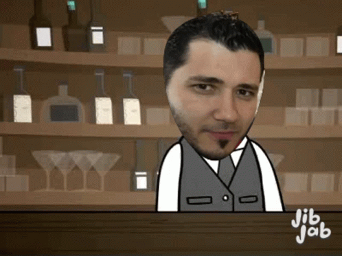 Cartoon Man Behind Bar With Jib Jab
