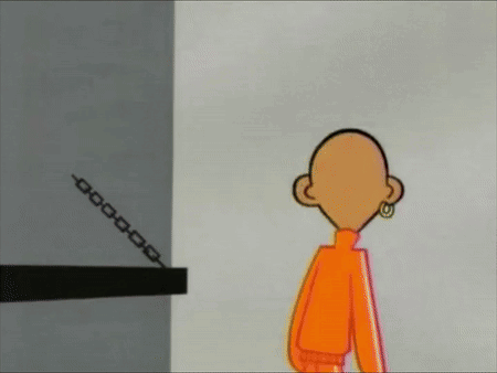 Cartoon Man Behind Bars With Chain on Hand