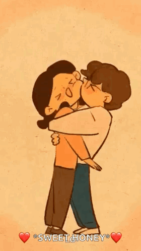 Cartoon Man Carrying Woman Kissing Her Cheek