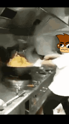 Cartoon Man Cooking In Kitchen GIF