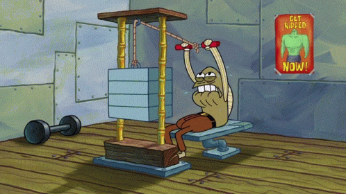 Cartoon Man Doing Exercises Get Ripped Now