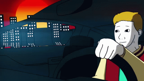 Cartoon Man Driving Car