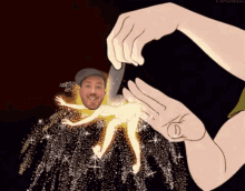 Cartoon Man Holding Fairy