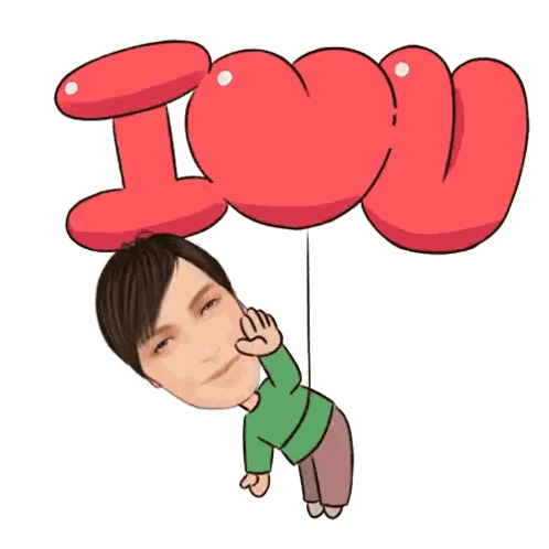 Cartoon Man Holding I Love You Balloon