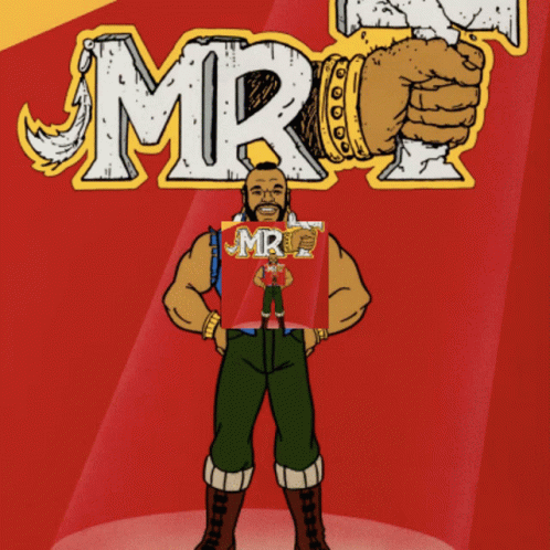 Cartoon Man Holding Mr. T Book GIF