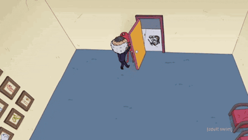 Cartoon Man Holding Red Object Saying Alan GIF