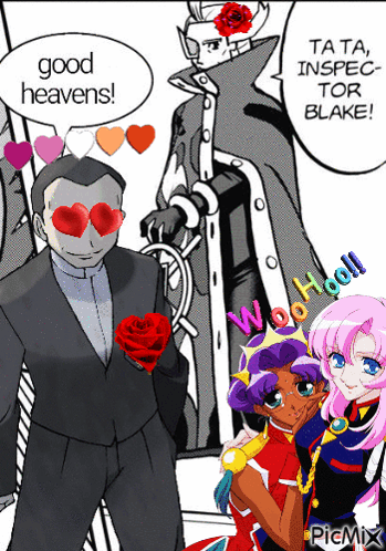 Cartoon Man Holding Rose With Hearts in Eyes Good Heavens