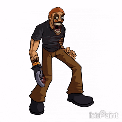 Cartoon Man Holding Saw with Ibis Paint