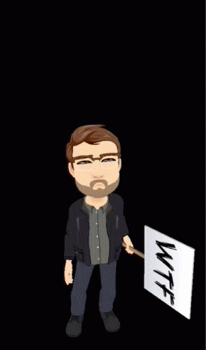 Cartoon Man Holding Sign Saying WTF GIF