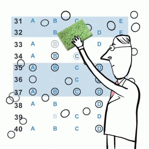 Cartoon Man Holding Sponge In Front Of Numbers GIF