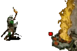 Cartoon Man Holding Torch Next to Country Map