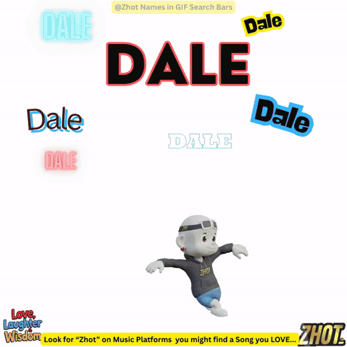 Cartoon Man Holding Two Broken Hearts Surrounded by Dale and Other Names