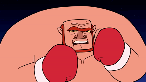 Cartoon Man In Boxing Gloves And Black Glove GIF