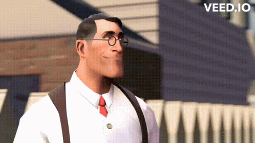 Cartoon Man in Glasses and Suspenders Smiling Veed.io