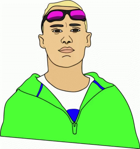 Cartoon Man in Green Jacket and Sunglasses