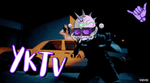 Cartoon Man in Helmet and Sunglasses yktv