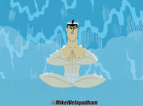 Cartoon Man in Lotus Position with @mikelvelayudham
