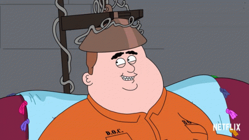 Cartoon Man in Prison Uniform With D.O.C. Shirt