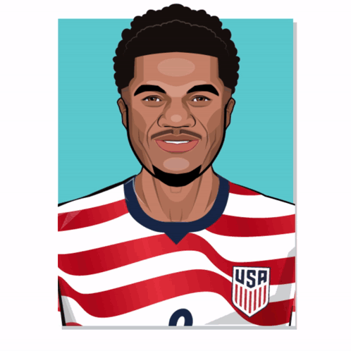 Cartoon Man in Red White and Blue Striped Shirt USA