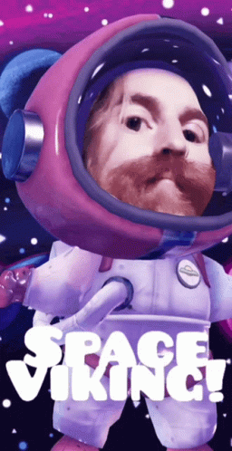 Cartoon Man in Space Suit Says Space Vikings