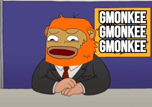 Cartoon Man in Suit and Tie With Sign Gmonkee Gmonkee