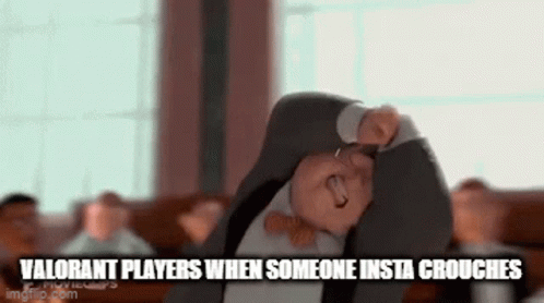 Cartoon Man in Suit Valorant Players When Someone Insta Crouches