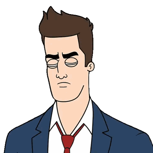 Cartoon Man in Suit with Eyes Closed