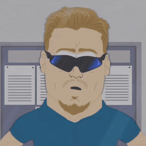 Cartoon Man in Sunglasses and Blue Shirt Says Oh Dude