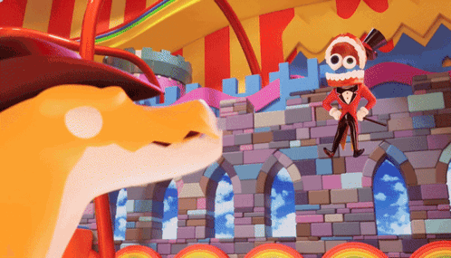 Cartoon Man in Top Hat in Front of Building