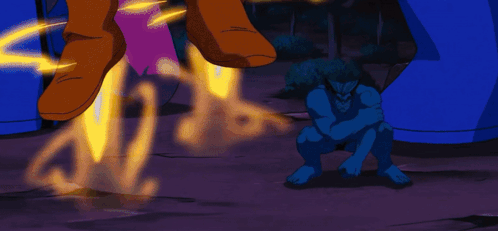 Cartoon Man in Yellow and Blue Costume