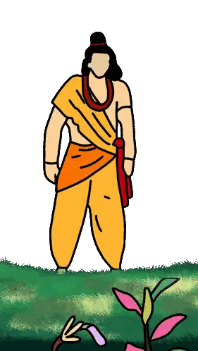Cartoon Man in Yellow and Orange Outfit