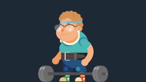 Cartoon Man Lifting Barbell GIF