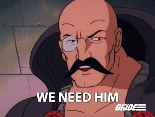 Cartoon Man Mustache Glasses Says We Need Him