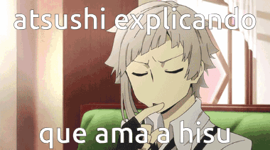 Cartoon Man On Couch With Text Atsushi Explicando Que Ama A Hisu GIF