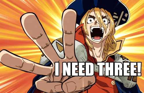 Cartoon Man Peace Sign Saying I Need Three