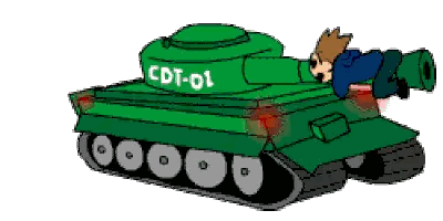 Cartoon Man Riding Green Tank CDT-01