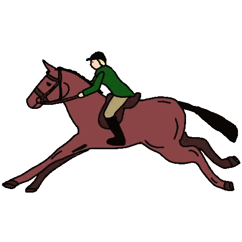 Cartoon Man Riding Horse