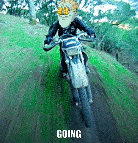 Cartoon Man Riding Motorcycle Going
