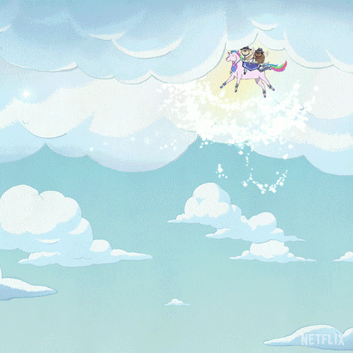 Cartoon Man Riding Unicorn With Netflix Logo GIF