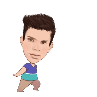 Cartoon Man Running with Big Head