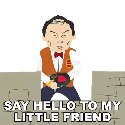 Cartoon Man Say Hello to My Little Friend