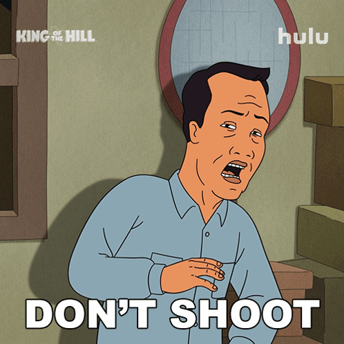 Cartoon Man Saying Don't Shoot
