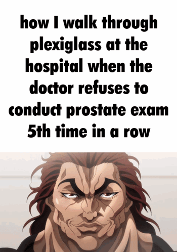Cartoon Man Saying How I Walk Through Plexiglass at Hospital